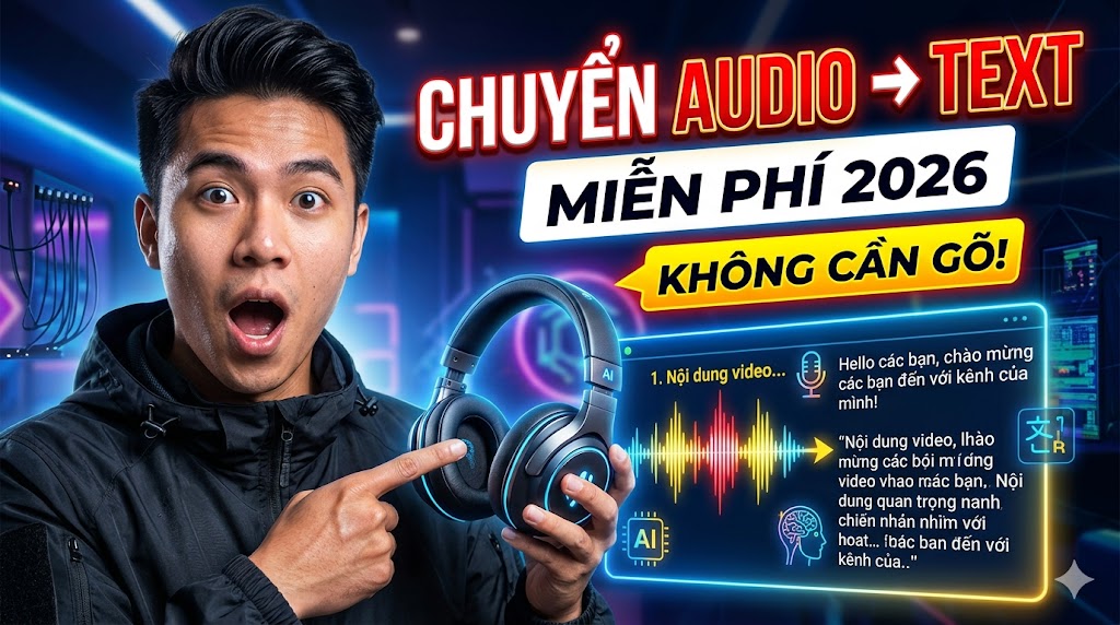 Cách Chuyển Audio Sang Text Tiếng Việt Miễn Phí 2026 (Nhanh, Chính Xác, Không Cần Cài App)