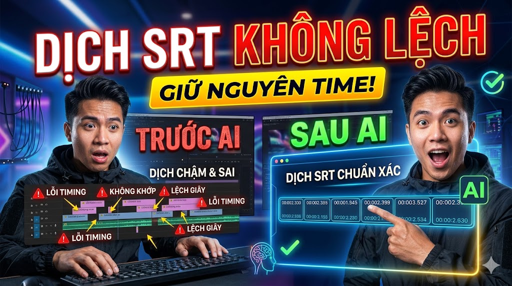 Cách Dịch File SRT Sang Tiếng Việt Tự Động 2026 (Giữ Nguyên Timestamp, Miễn Phí)